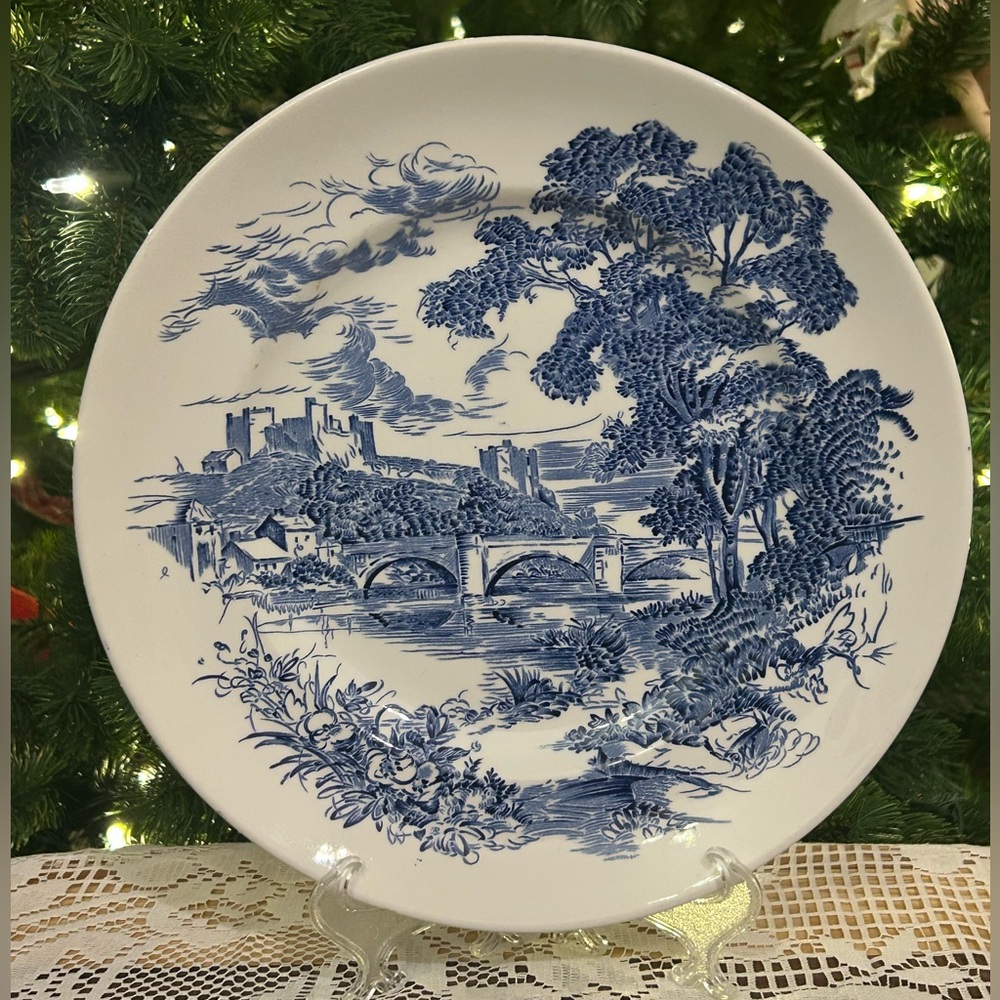 💙Vintage Enoch Wedgwood "Countryside" Blue Transferware Dinner Plate - 10"💙 60s